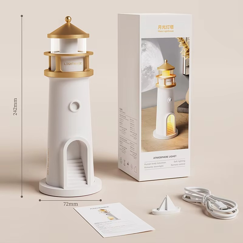 3D Lighthouse Moon Light Projector + Remote