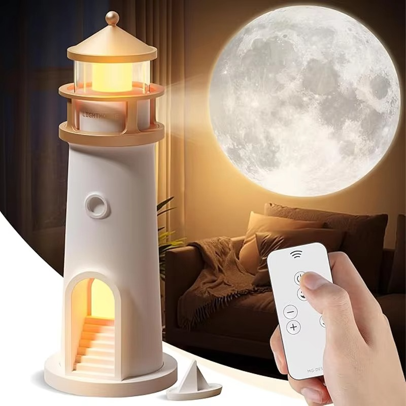 3D Lighthouse Moon Light Projector + Remote