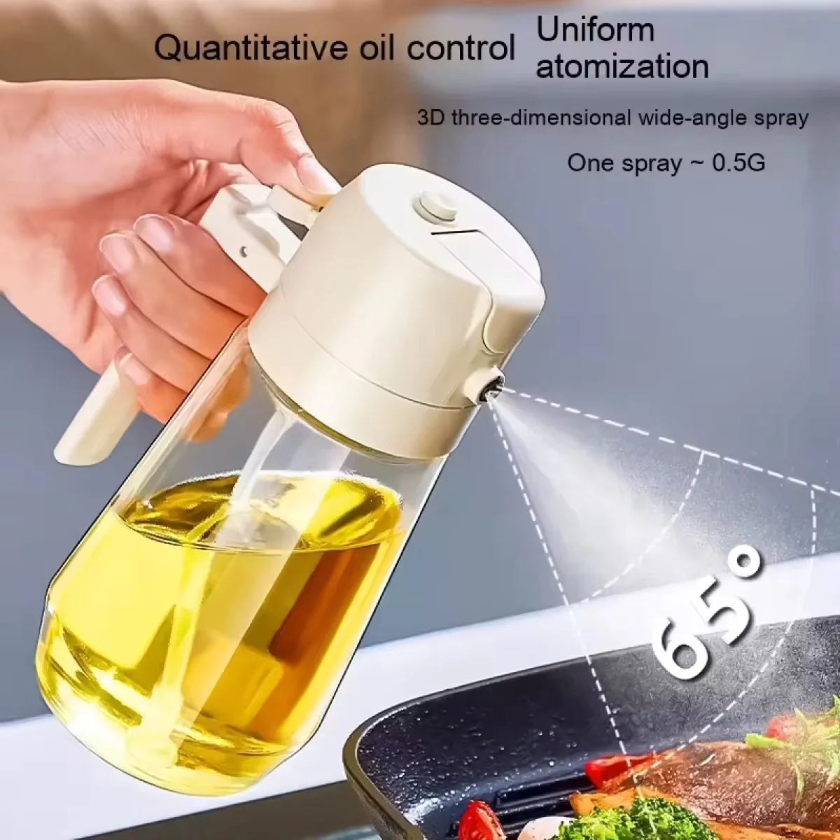 2-in-1 Glass Oil Sprayer and Dispenser Bottle | Premium Nozzle | Multi-Color